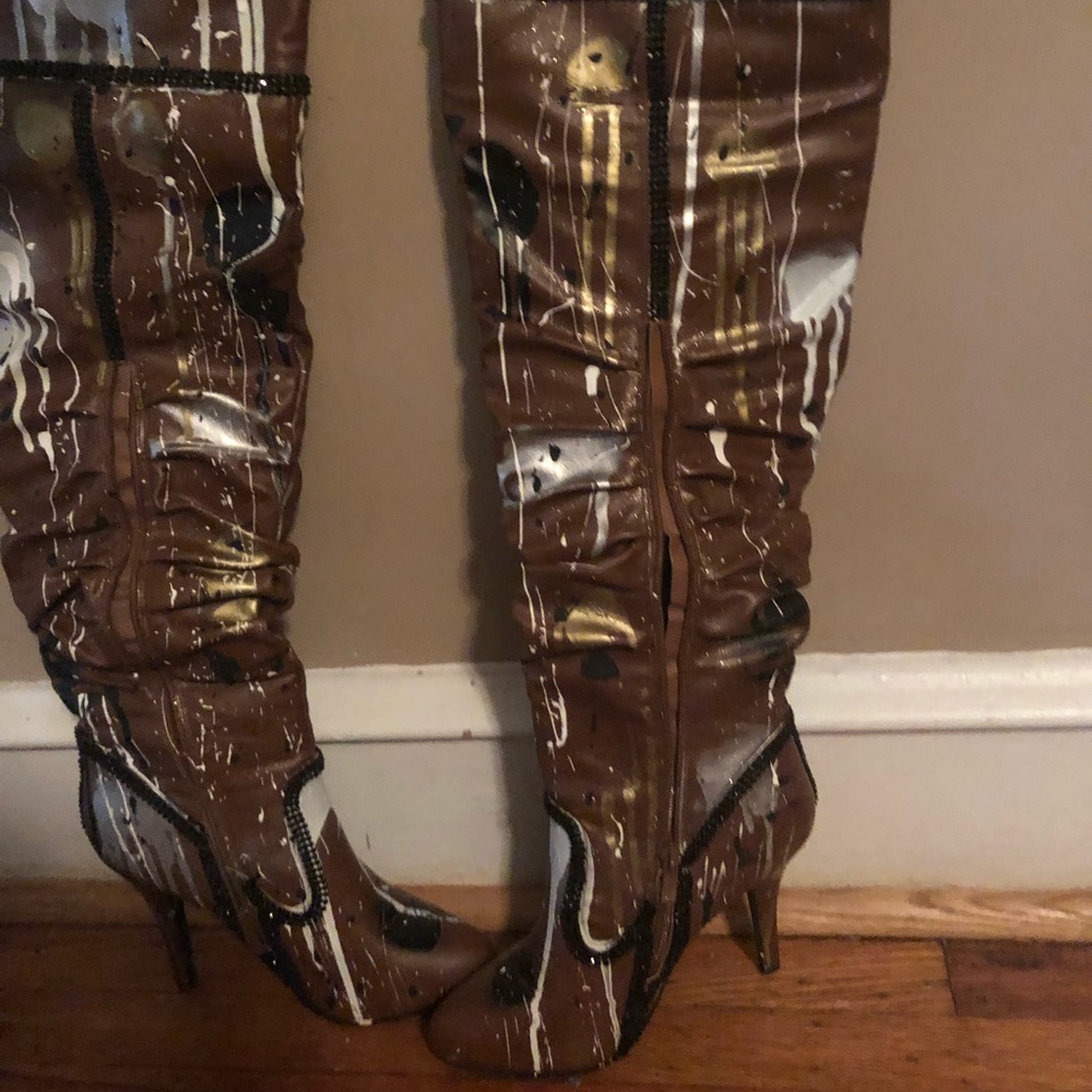 Printed Over the Knee Boots